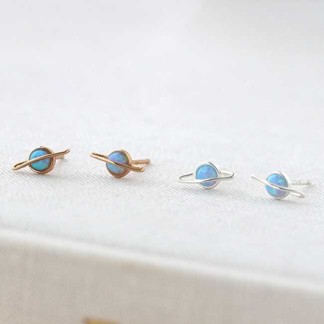 Saturn Stud Earrings, Gold - Earrings - 4