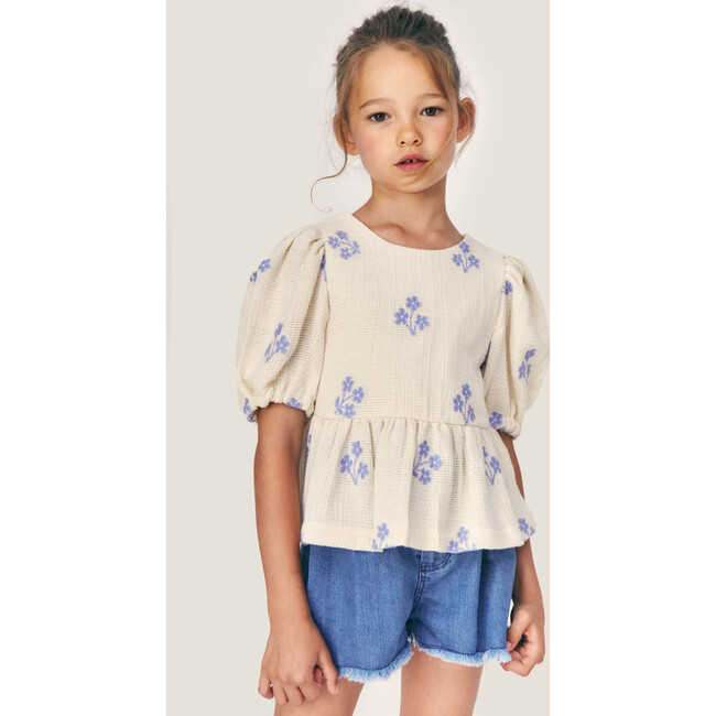 Mipounet SS26 Sandrine, Blouse (Ecru/Blue)