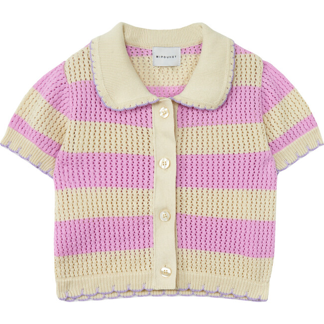 Mipounet SS26 Vita, Cardigan (Ecru/Pink)