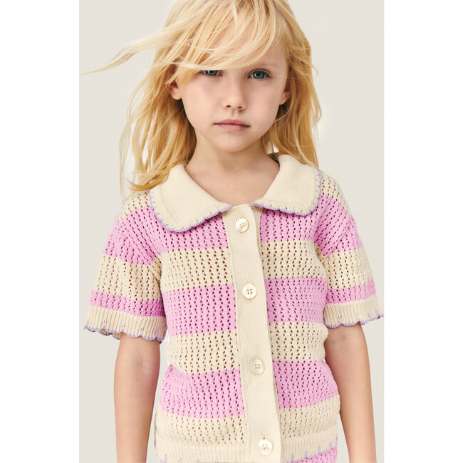 Mipounet SS26 Vita, Cardigan (Ecru/Pink)