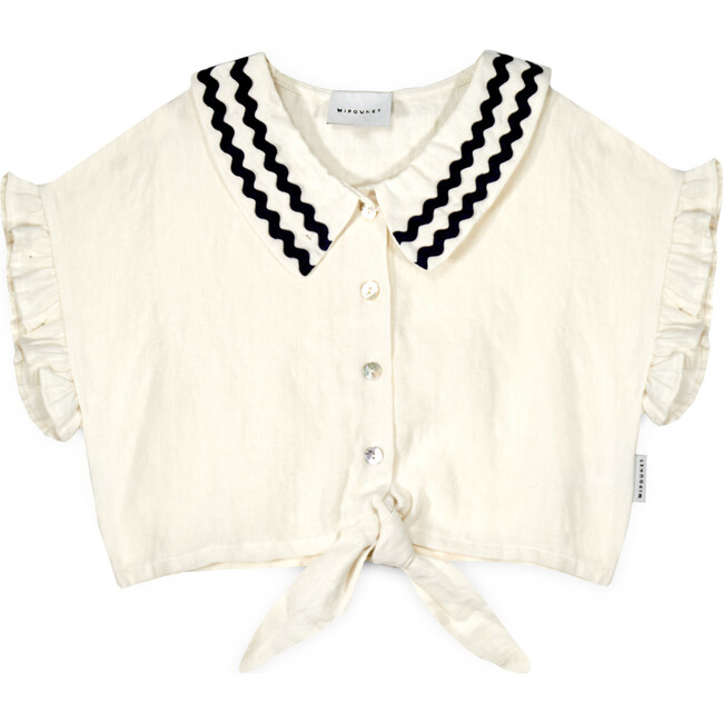 Mipounet SS26 Isaline Linen, Shirt (Ecru/Blue)