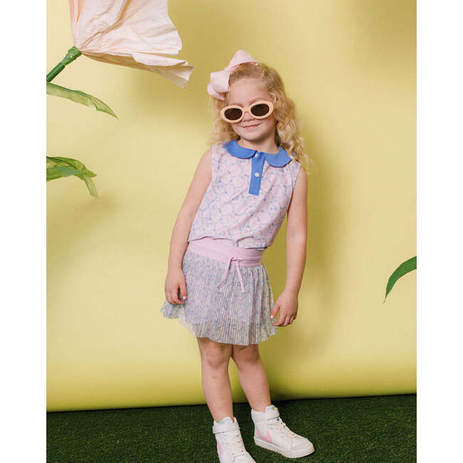 Girls Pleated Skirt, Lavender Print - Skirts - 3