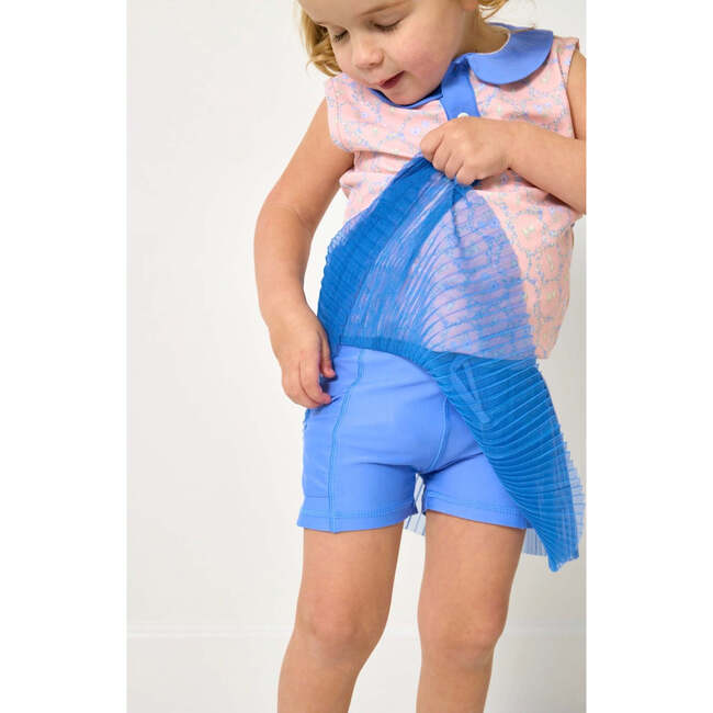 Girls Pleated Skirt, Sky Blue - Skirts - 4