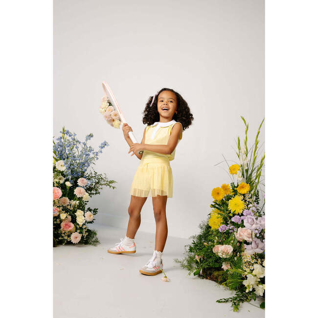 Girls Pleated Skirt, Lemon - Skirts - 5