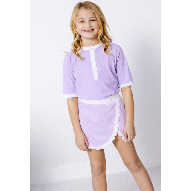 Girls Henley Top, Lavender - T-Shirts - 3