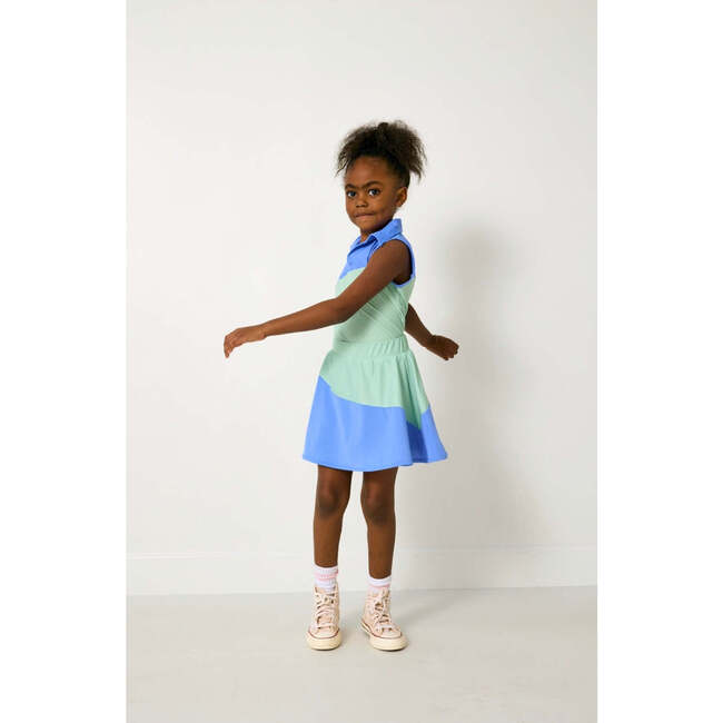 Girls Half Court Skirt, Blue/Green - Skirts - 4