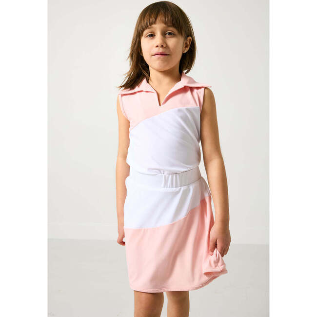 Girls Half Court Tank, Pink/White