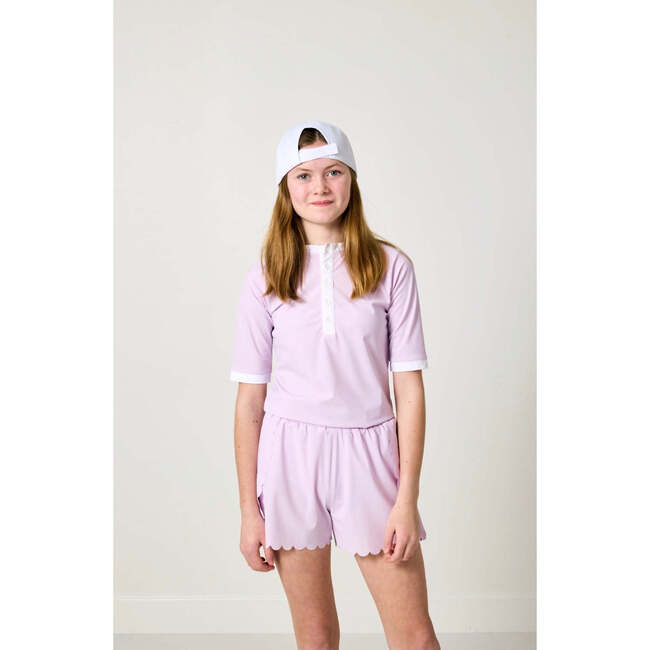 Girls Henley Top, Lavender - T-Shirts - 5