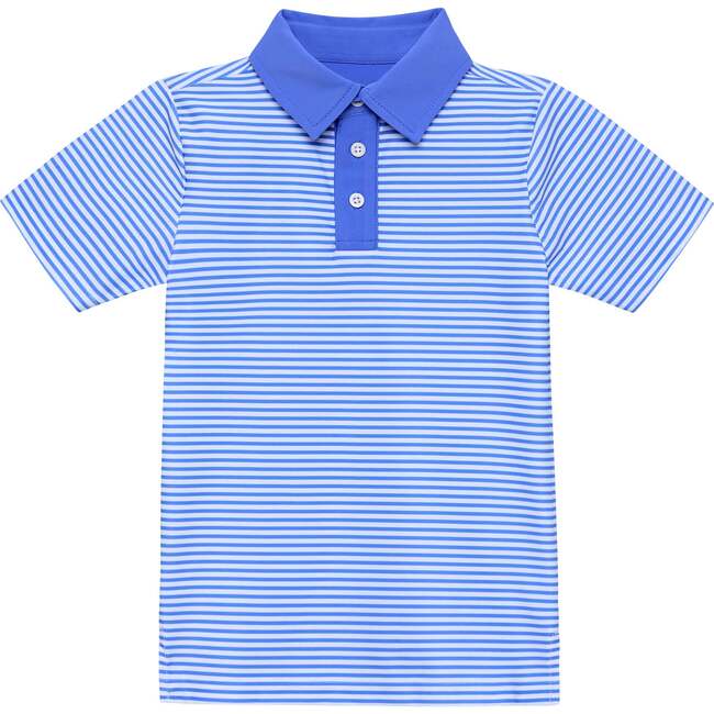 Boys Polo Shirt, Sky Blue Thin Stripe
