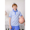 Boys Polo Shirt, Sky Blue Thin Stripe - Polo Shirts - 2