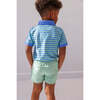 Boys Polo Shirt, Blue/Green Stripe - Polo Shirts - 3