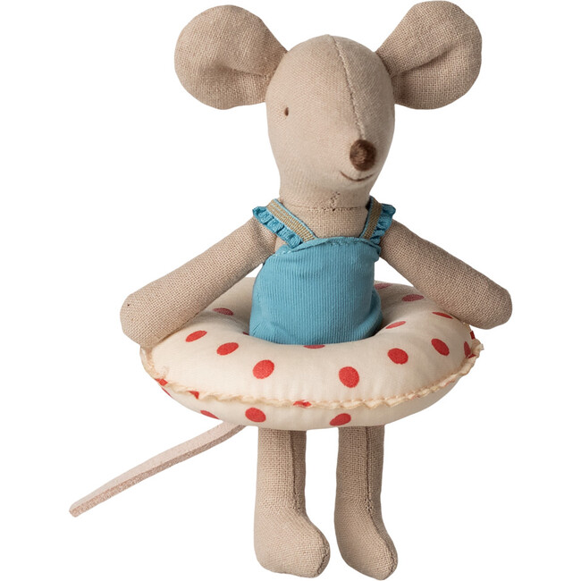 Little sister, Beach mouse with float -  Red dots