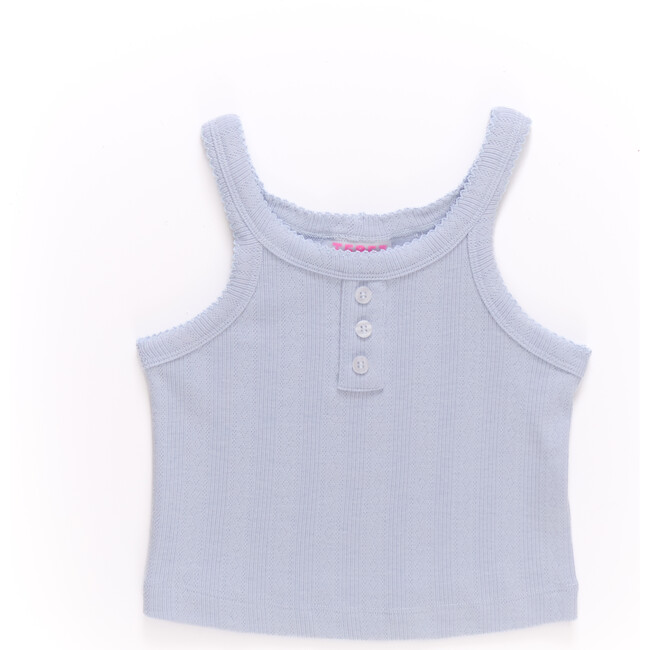 Tween Pointelle Tank In Cloud Blue