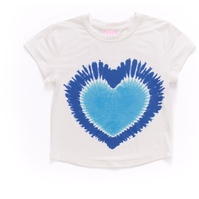 Tween Baby Tee With Blue Tie Dye Heart
