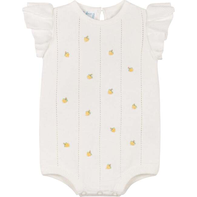 Girls Lemon Knit Romper Ivory