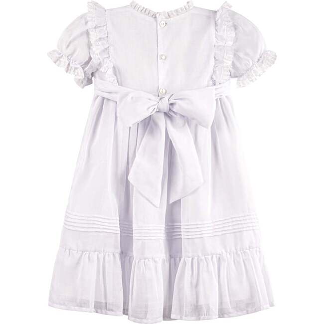 White Voile & Lace Tea Length Wedding Dress White