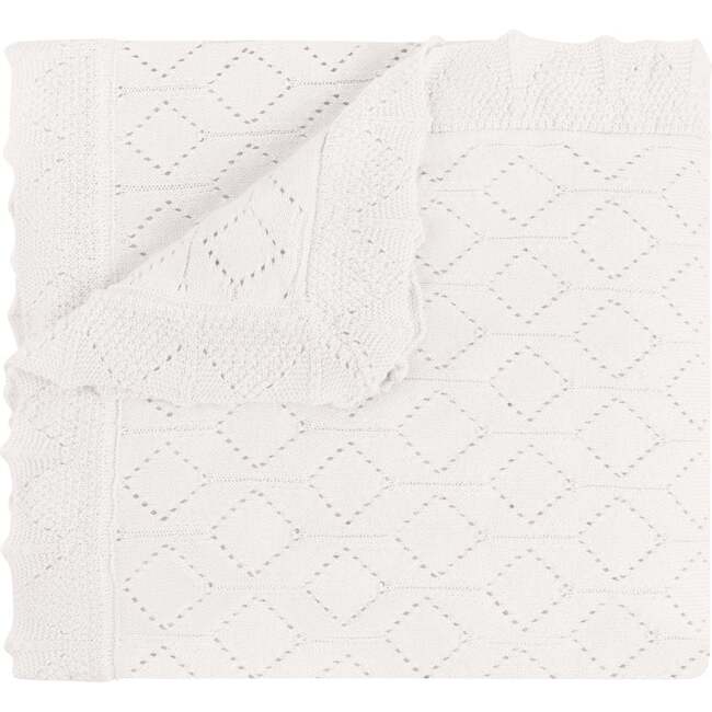 Lux Pointelle Knit Blanket White