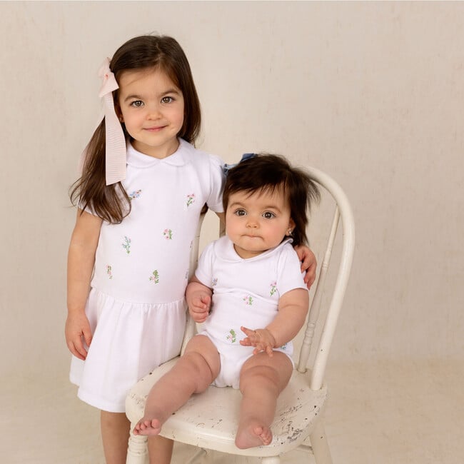 Girls Embroidered Garden Knit Dress White