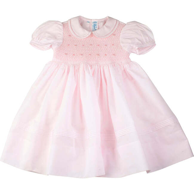 Smocked Rosebud Dress White