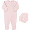 Lux Pointelle Knit Romper w/Hat Pink - Rompers - 1 - thumbnail