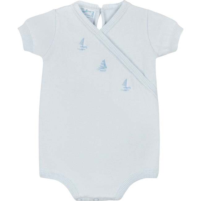 Boys Little Sailboat Knit Romper Blue