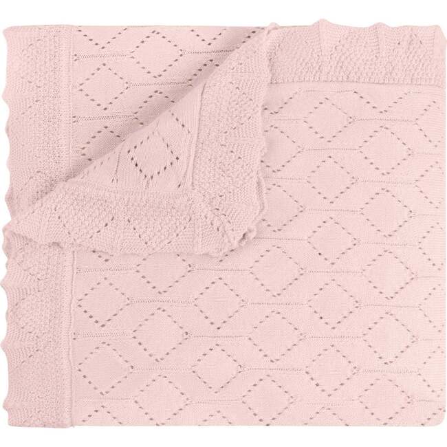 Lux Pointelle Knit Blanket Pink