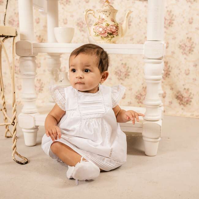 White Voile & Lace Princess Wedding Dress White