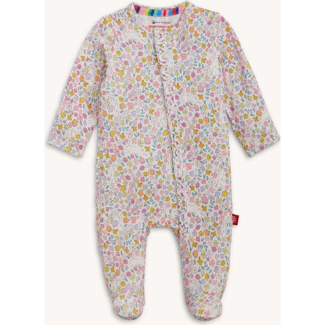 Bunny Blossom Modal Magnetic Ruffle Footie - Footie Pajamas - 4