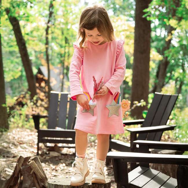 Fidget Pocket L/S Ruffle Dresss, Star Pkt - Dresses - 6