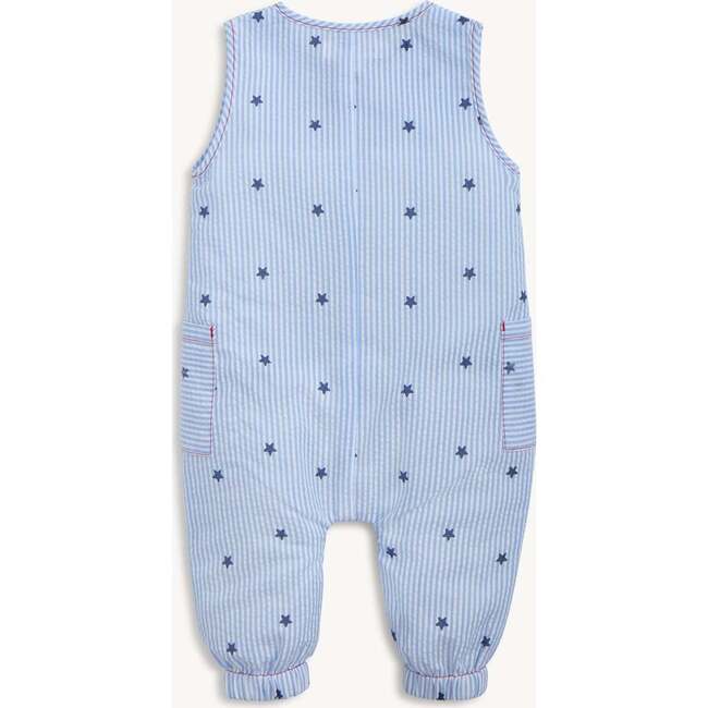 Seersucker Stripe Stars Sleeveless Pant Romper - Rompers - 4