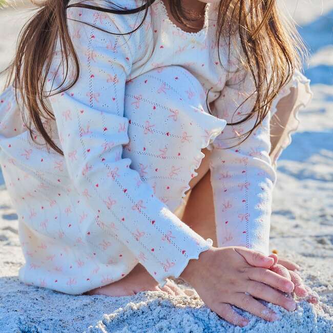 Heart & Bow Pointelle Magnetic Girls Dresss - Dresses - 3