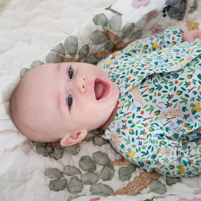 Bunny Garden Modal Magnetic Convertible Coverall - Footie Pajamas - 3