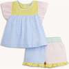 Multi Gingham Woven Flutter Sleeve & Short Set - Mixed Apparel Set - 1 - thumbnail