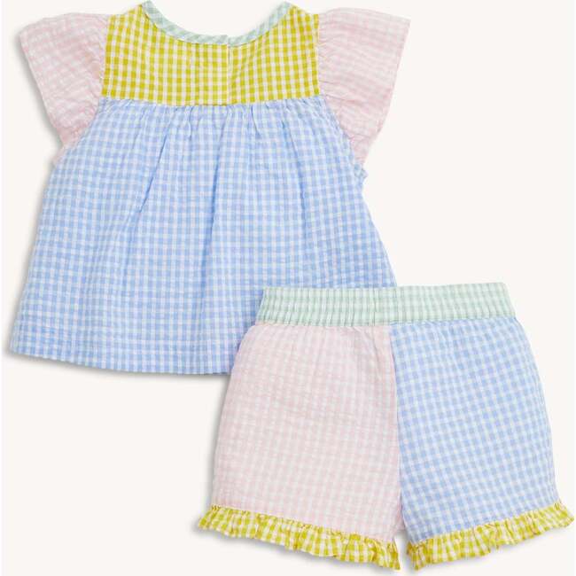 Multi Gingham Woven Flutter Sleeve & Short Set - Mixed Apparel Set - 5