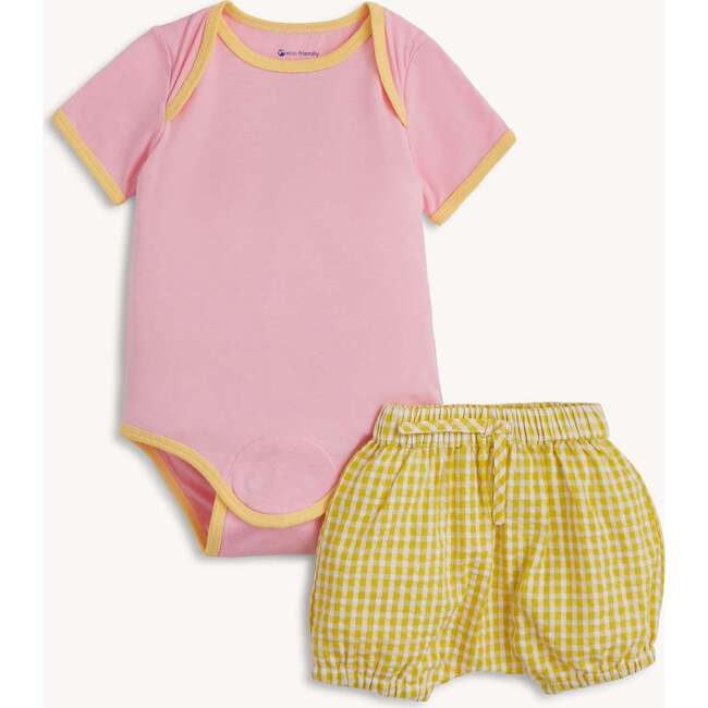 Colorblock Shell Pink Shirt + Blommer Set