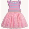 Shell Pink Strp Flutter Sleeve Girls Tutu Dresss - Dresses - 1 - thumbnail