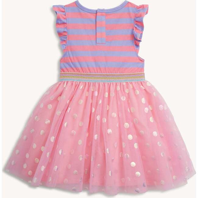 Shell Pink Strp Flutter Sleeve Girls Tutu Dresss