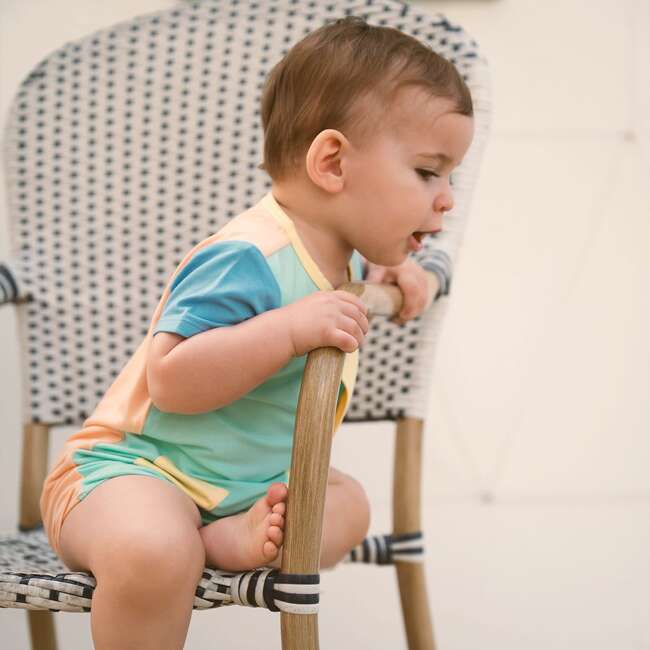 Colorblock Aloe S/S Dbl Pkt Short Romper - Rompers - 4