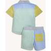 Multi Gingham Woven Collar Shirt & Short Set - Mixed Apparel Set - 2