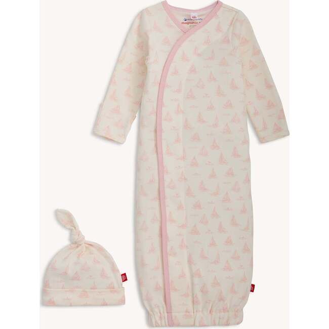 Tiny Tides Pk Org Cot Magnetic Gown + Hat Set