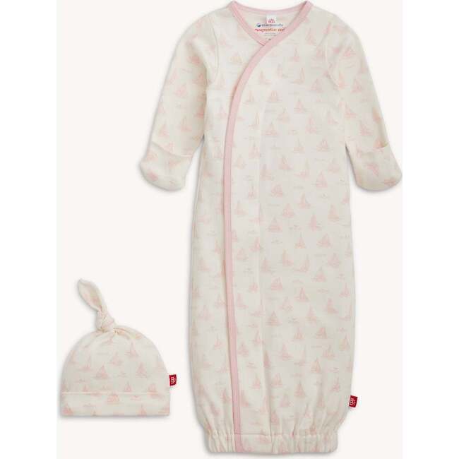 Tiny Tides Pk Org Cot Magnetic Gown + Hat Set