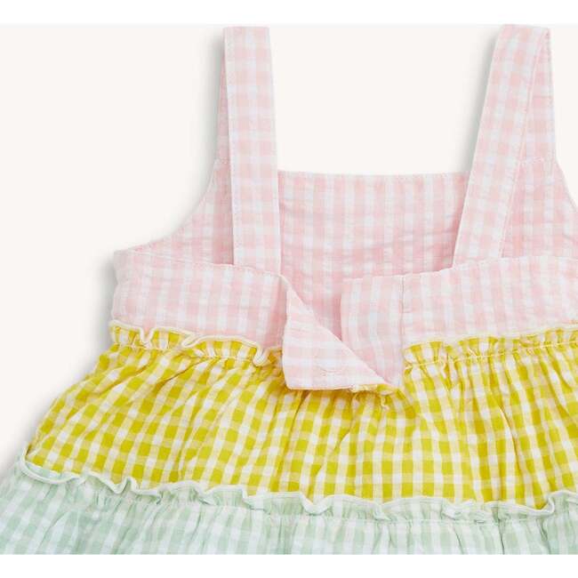 Multi Gingham Woven Tiered Dresss W Bloomer