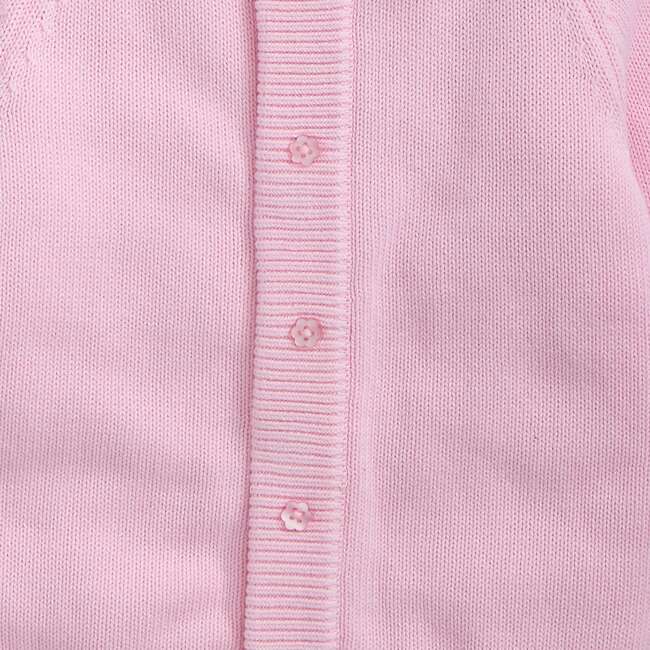 Crew Neck Cardigan W Tipping Pink