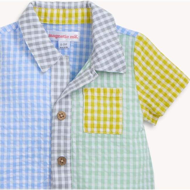 Multi Gingham Woven Collar Short Romper