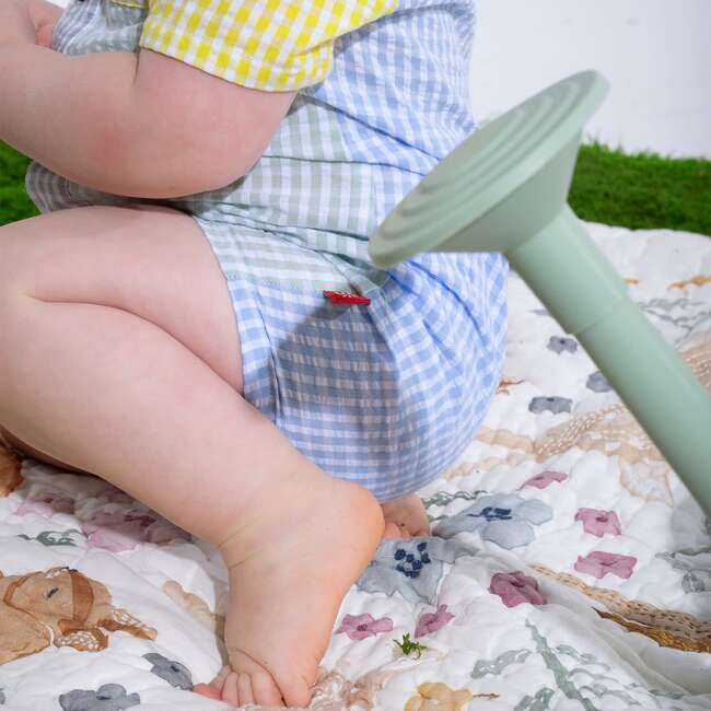 Multi Gingham Woven Collar Short Romper - Rompers - 3