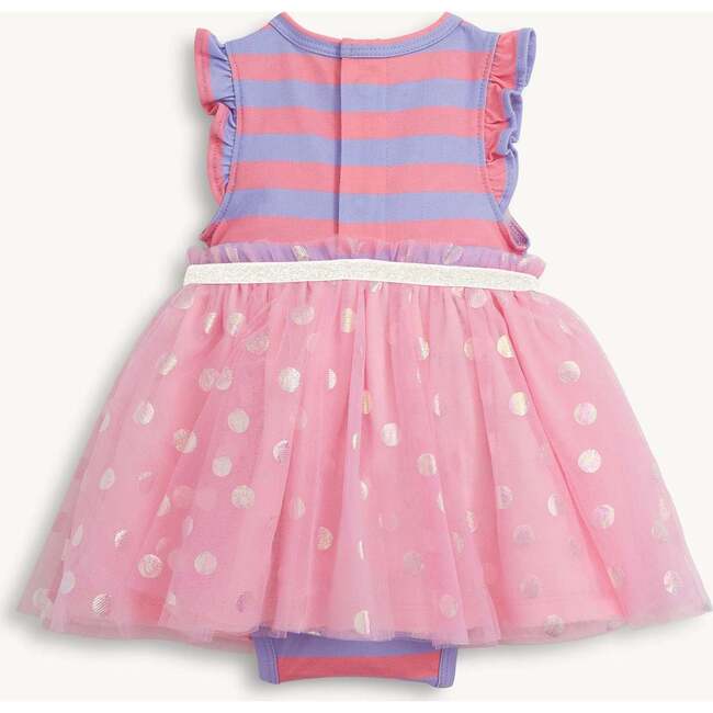 Shell Pink Strp Flutter Sleeve Tutu Bodysuit Dresss - Dresses - 3