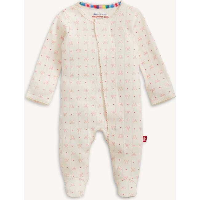 Heart & Bow Pointelle Magnetic Footie