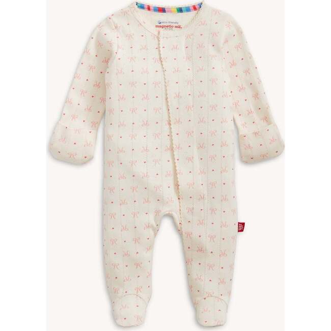 Heart & Bow Pointelle Magnetic Footie - Footie Pajamas - 4