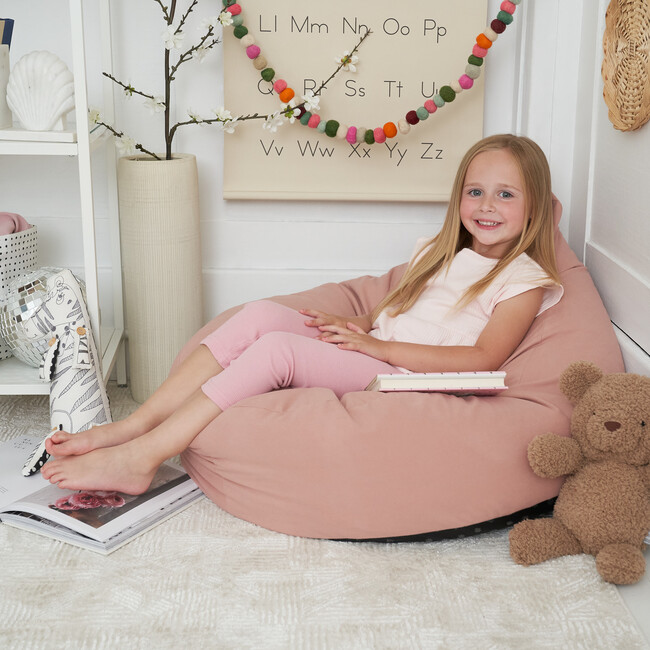 Stuffed Animal Storage Bean Bag Chair Cover for Kids, Pink