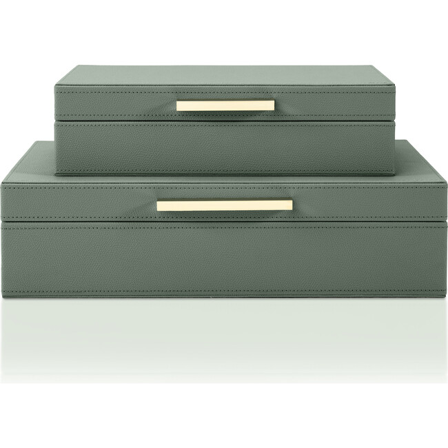 Decorative Storage Boxes with Lids Set of 2 - Sage Green